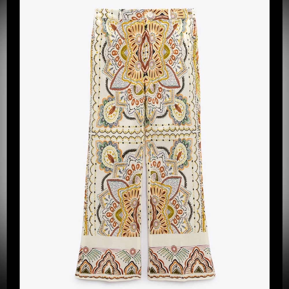 NWT ZARA Printed Flared Pants - Picture 6 of 8